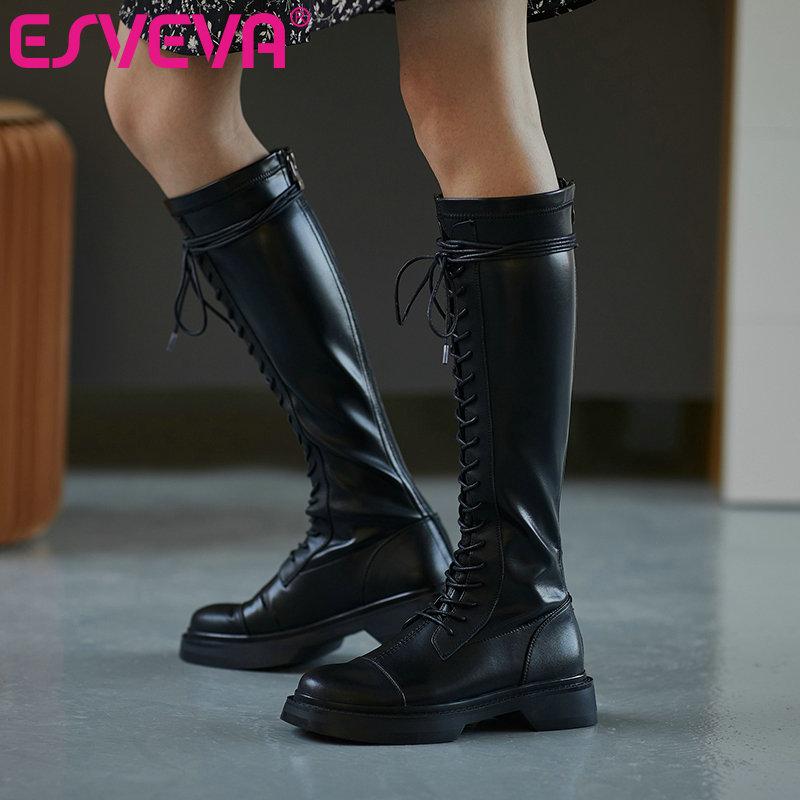 ESVEVA 2021 Elegant PU+Leather Over The Knee Boots Women Boots Winter Women Shoes Round Toe Low Heel Zipper Size 34-39, Black duan
ESVEVA 2021 Elegant PU+Leather Over The Knee Boots Women Boots Winter Women Shoes Round Toe Low Heel Zipper Size 34-39, Black duan