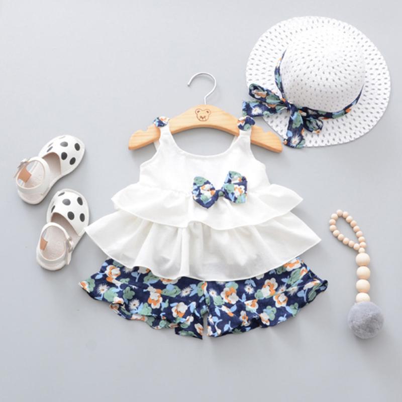 New Summer Baby Girl Sets Clothes Outfit 3Piece Bow White Ruffles Tops+Floral Print Shorts+Hat kit Dropshipping roupa infantil
New Summer Baby Girl Sets Clothes Outfit 3Piece Bow White Ruffles Tops+Floral Print Shorts+Hat kit Dropshipping roupa infantil