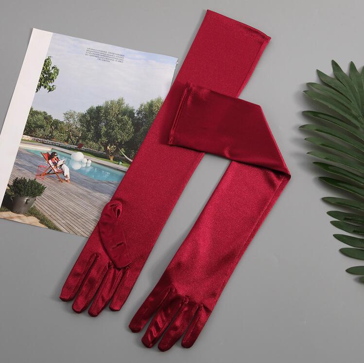 15 Colors Satin Long Gloves Sexy Party Ice Silk Sunscreen Bride Wedding Dress Gloves for Special Occasion