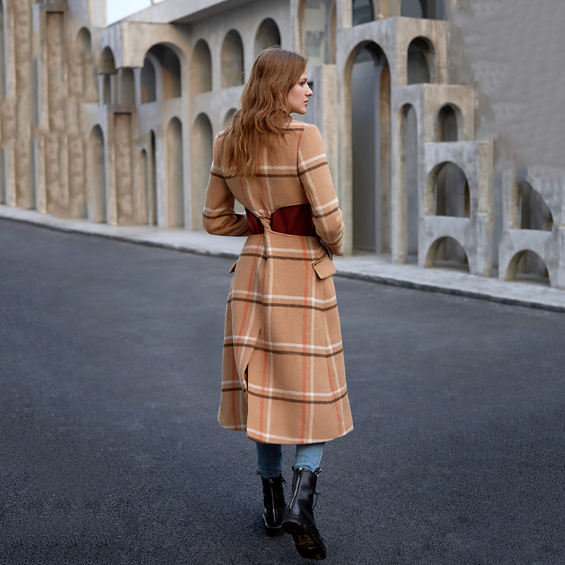 EAM Loose Fit Plaid Hollow Out Temperament Woolen Coat Parkas Long Sleeve Women Fashion Spring Autumn 1K908 201222