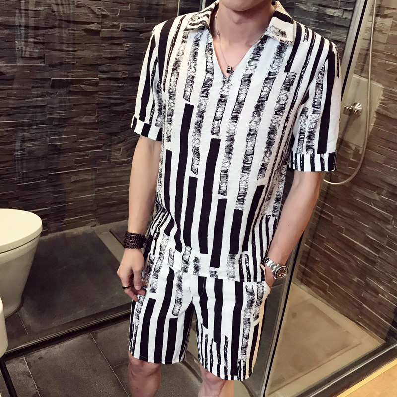 2021 New Men Stripe Irregular Striped Shirt+shorts Male Shorts and Shirt Set Men's Short Osp0
2021 New Men Stripe Irregular Striped Shirt+shorts Male Shorts and Shirt Set Men's Short Osp0