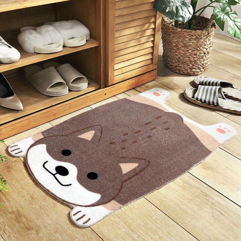 Funny Doormat Cute Cartoon Animal Shiba Inu Corgi Mats Wear-Resistant Anti-Skid Foot Pad Entrance Floor Rug Kitchen Carpet Home LJ201128