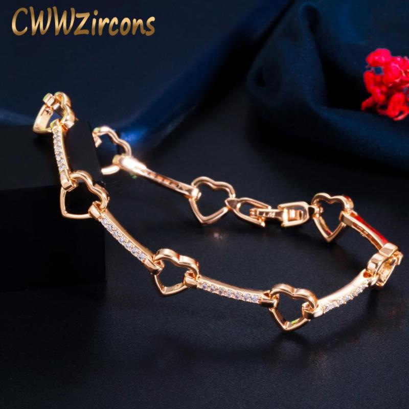 CWWZircons Shiny Cubic Zircon Gold Color Cute Love Heart Shape Charm Bracelet Bangle for Women Trendy Brand Jewelry Gift CB230
CWWZircons Shiny Cubic Zircon Gold Color Cute Love Heart Shape Charm Bracelet Bangle for Women Trendy Brand Jewelry Gift CB230