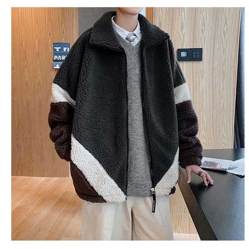 Autumn Winter Men's Warm Thick Cotton Coat Contrast Long Sleeve Patchwork Fashion Lamb Wool Jacket Casual Male Loose Coat Top, Black
Autumn Winter Men's Warm Thick Cotton Coat Contrast Long Sleeve Patchwork Fashion Lamb Wool Jacket Casual Male Loose Coat Top, Black