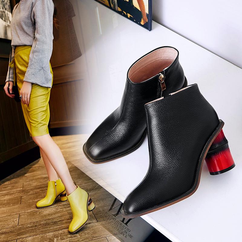 Women boots natural leather upper Pigskin insole lining ankle boots for women autumn and winter Bamboo round heel shoes, Black
Women boots natural leather upper Pigskin insole lining ankle boots for women autumn and winter Bamboo round heel shoes, Black
