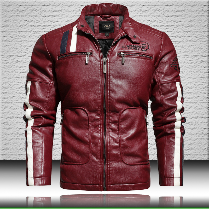 Men Motorcycle Leather Jackets Trendy New Biker Leather Jacket Mens Bomber Jacket with Embroidery Epaulet Faux Leather Coat 201120