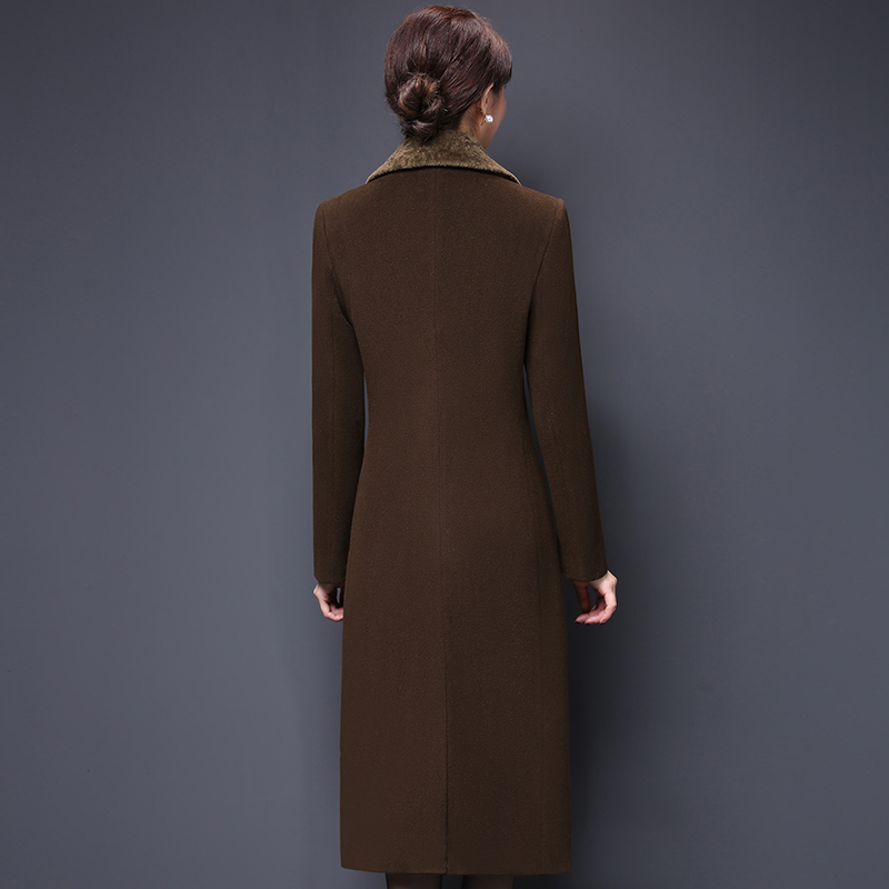 M-5XL New Women Wool Blends Coat Winter Fashion Mother Thicken Cashmere Collar Long Jacket Warm Slim Tops Outerwear Female 201103