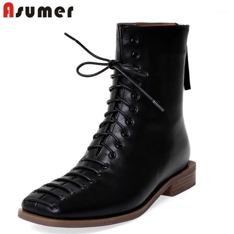ASUMER 2020 New High quality full genuine leather boots square toe lace up riding boots autumn winter shoes ladies ankle1, Brown not fur
ASUMER 2020 New High quality full genuine leather boots square toe lace up riding boots autumn winter shoes ladies ankle1, Brown not fur