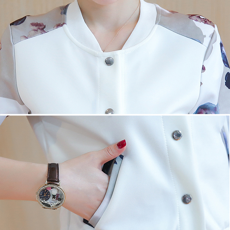 Fashion Spring Bomber Jacket Coat Women Flower Thin Female Jacket Long Sleeve Basic Jackets Elegant Women Plus Size Clothes 201126