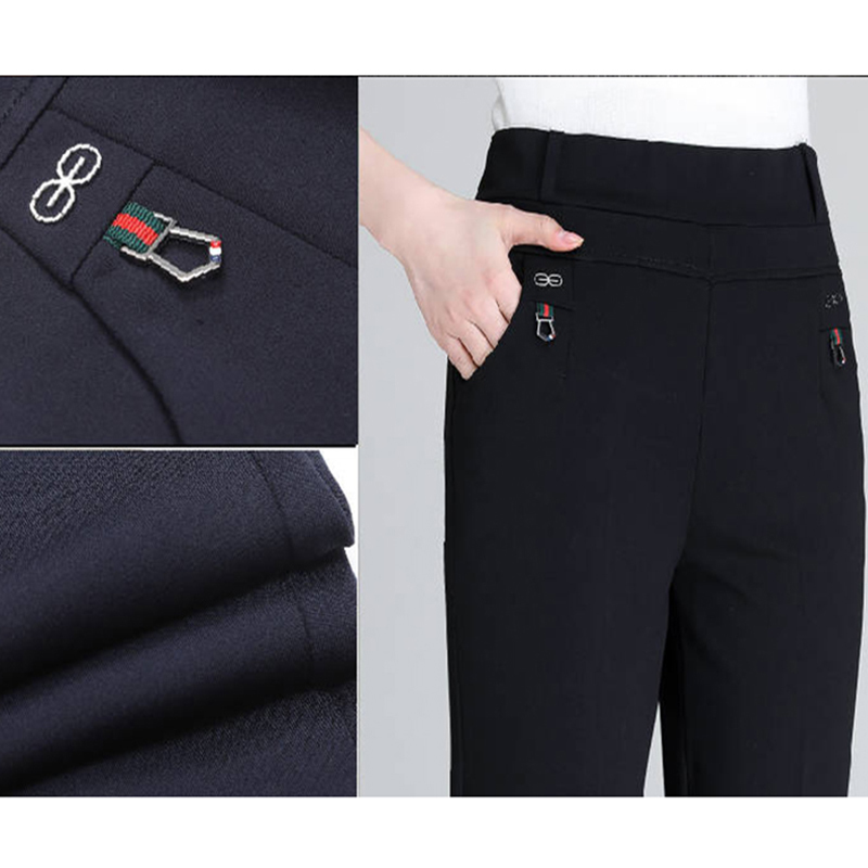 New plus size thick mother straight pants big sale solid color high elastic high waist tight women's office autumn pants 201031