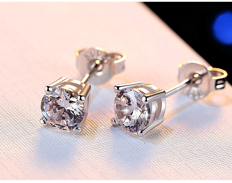Zircon diamond stud earrings silver crystal women wedding ear rings fashion jewelry gift will and sandy