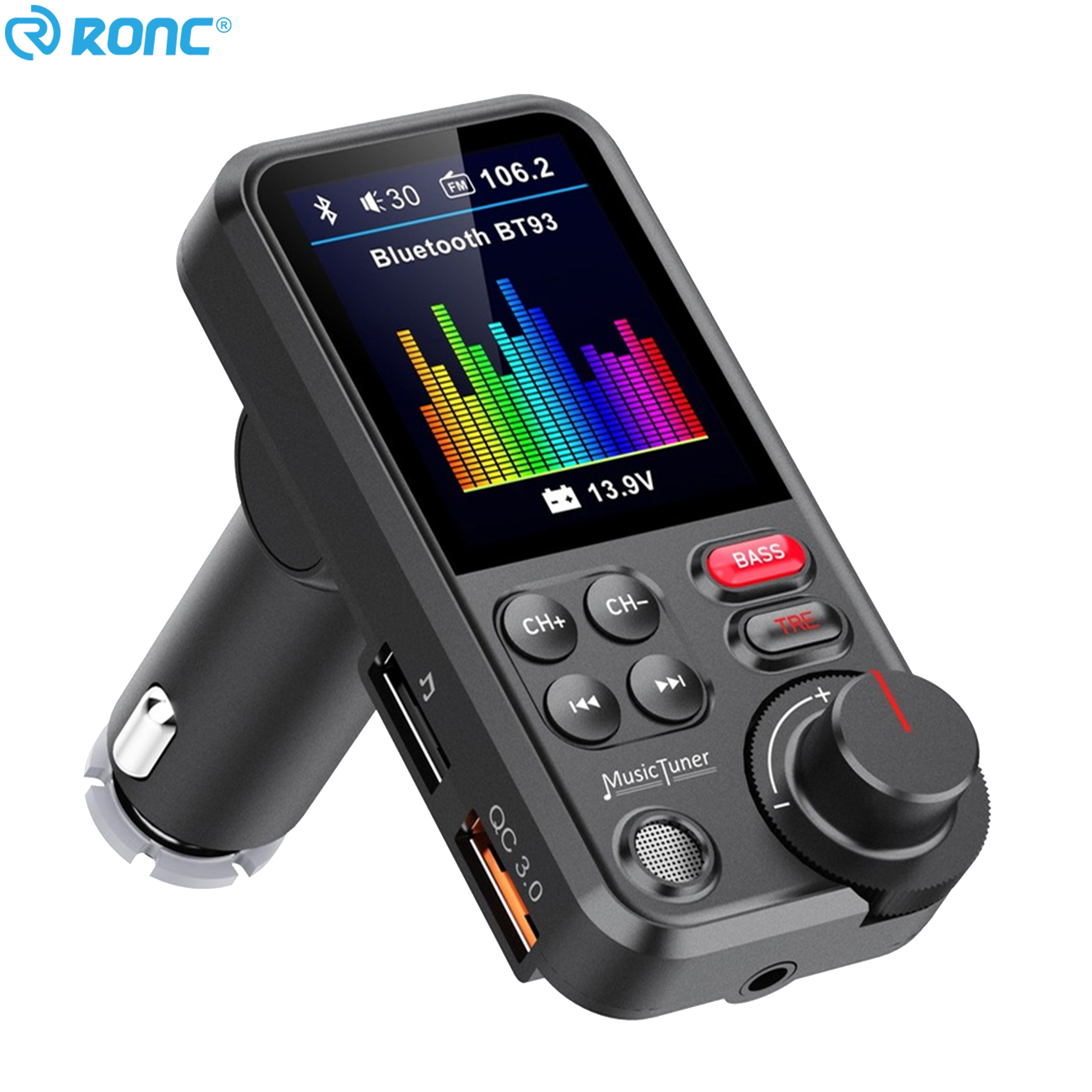 BT93 Wireless BT FM Transmitter Receiver Radio Adapter Charging Treble Bass Sound Music Player QC3.0 USB Quick Charger for Car