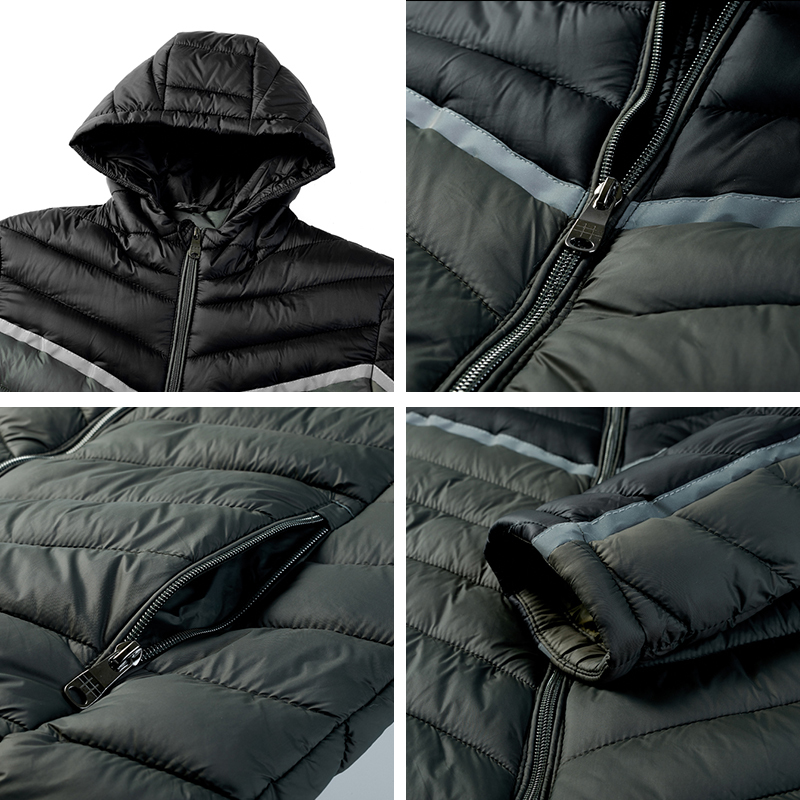 New Winter Hoodied Parkas Men's Jacket Contrast Color Casual Fashion Warm Zipper Pocket Cotton Coat Large Size Men Clothing 201102