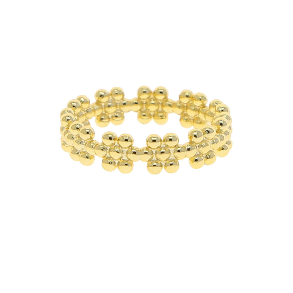 2021 Top quality dainty ball beaded shape daisy flower stacking band ring for women fashion gold color wedding jewelry wholesale Drop ship