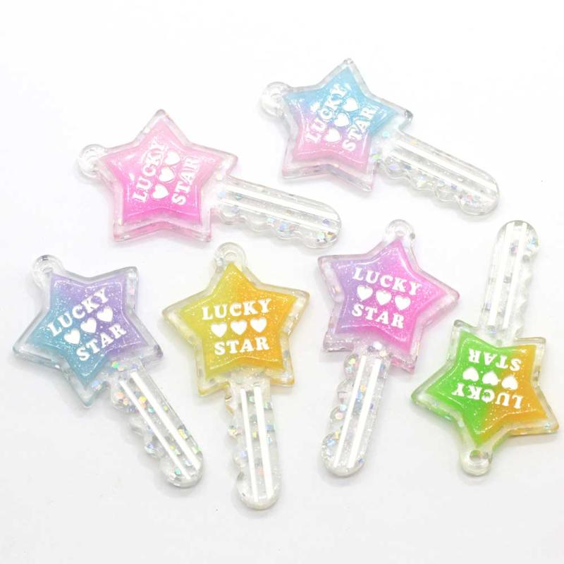 Cute Rainbow Colorful Lucky Star Key Pendant Resin Charms Flatback Cabochon For DIY Craft Making
Cute Rainbow Colorful Lucky Star Key Pendant Resin Charms Flatback Cabochon For DIY Craft Making