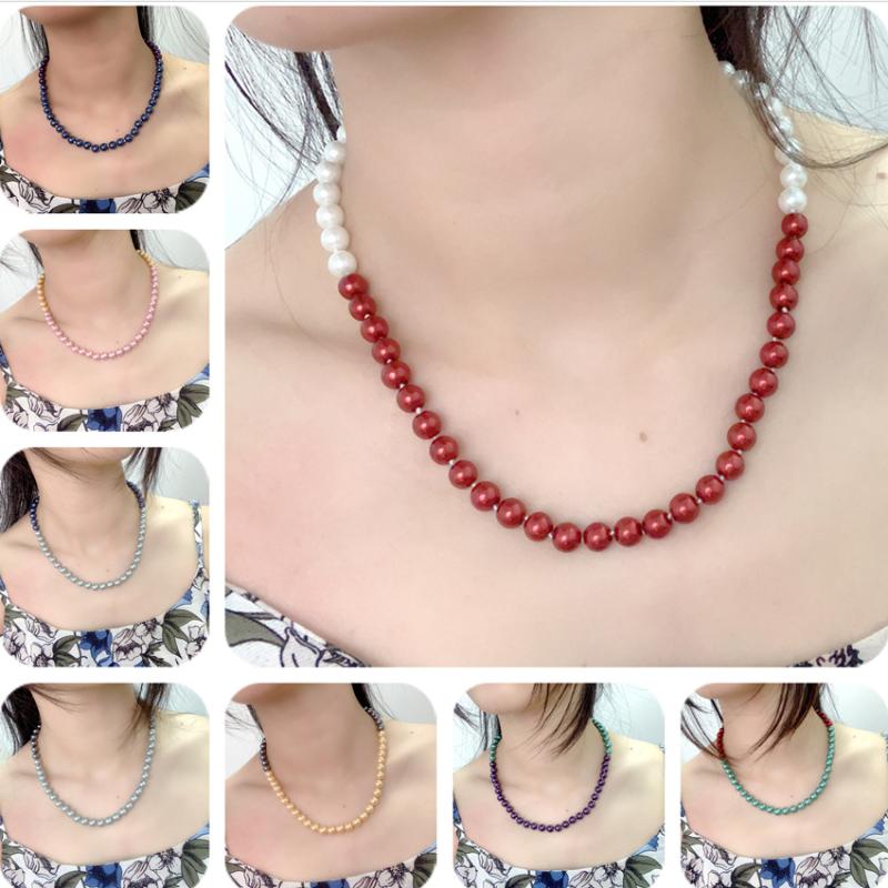 Temperament Women Jewelry Chain Simulated Pearl Strand Necklace Bridal 8-12mm Glass Pearls Necklaces Splice Color Torques 18
Temperament Women Jewelry Chain Simulated Pearl Strand Necklace Bridal 8-12mm Glass Pearls Necklaces Splice Color Torques 18
