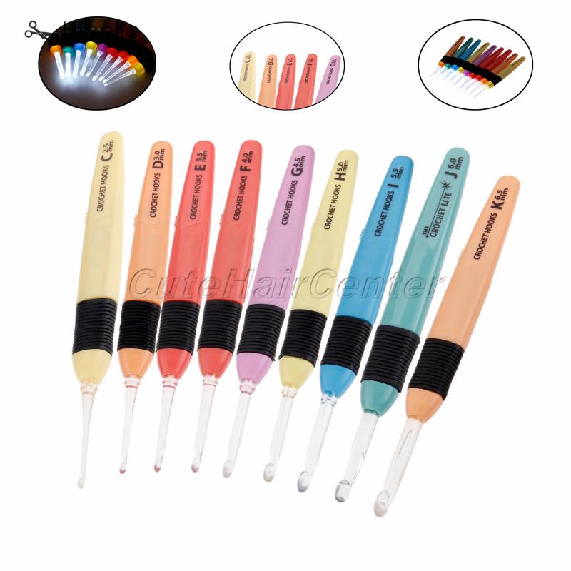LED Light Crochet hook Knitting Needle Sewing Tools 2.5/3/3.5/4/4.5/5/5.5/6/6.6 mm Plastic Handle Colorful style Hicello
LED Light Crochet hook Knitting Needle Sewing Tools 2.5/3/3.5/4/4.5/5/5.5/6/6.6 mm Plastic Handle Colorful style Hicello