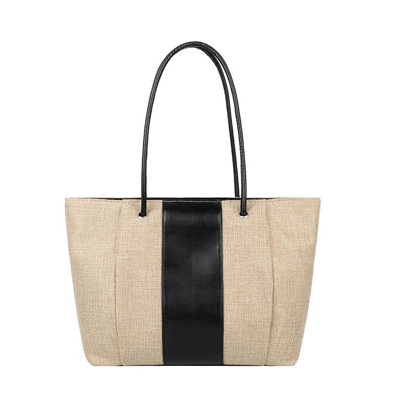 2021 Texture Contrast Linen Fashion Wild Hand-picked Shoulder Handbag Large-capacity Tote Bag Shopping Bag, Black
2021 Texture Contrast Linen Fashion Wild Hand-picked Shoulder Handbag Large-capacity Tote Bag Shopping Bag, Black