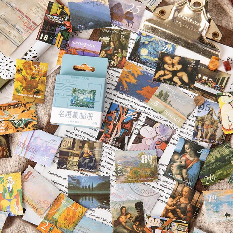 45Pcs/Box Painting Stamp Journal Scrapbooking Decorative Stickers DIY Sticker Stick Label Diary Decor Student Stationery
45Pcs/Box Painting Stamp Journal Scrapbooking Decorative Stickers DIY Sticker Stick Label Diary Decor Student Stationery