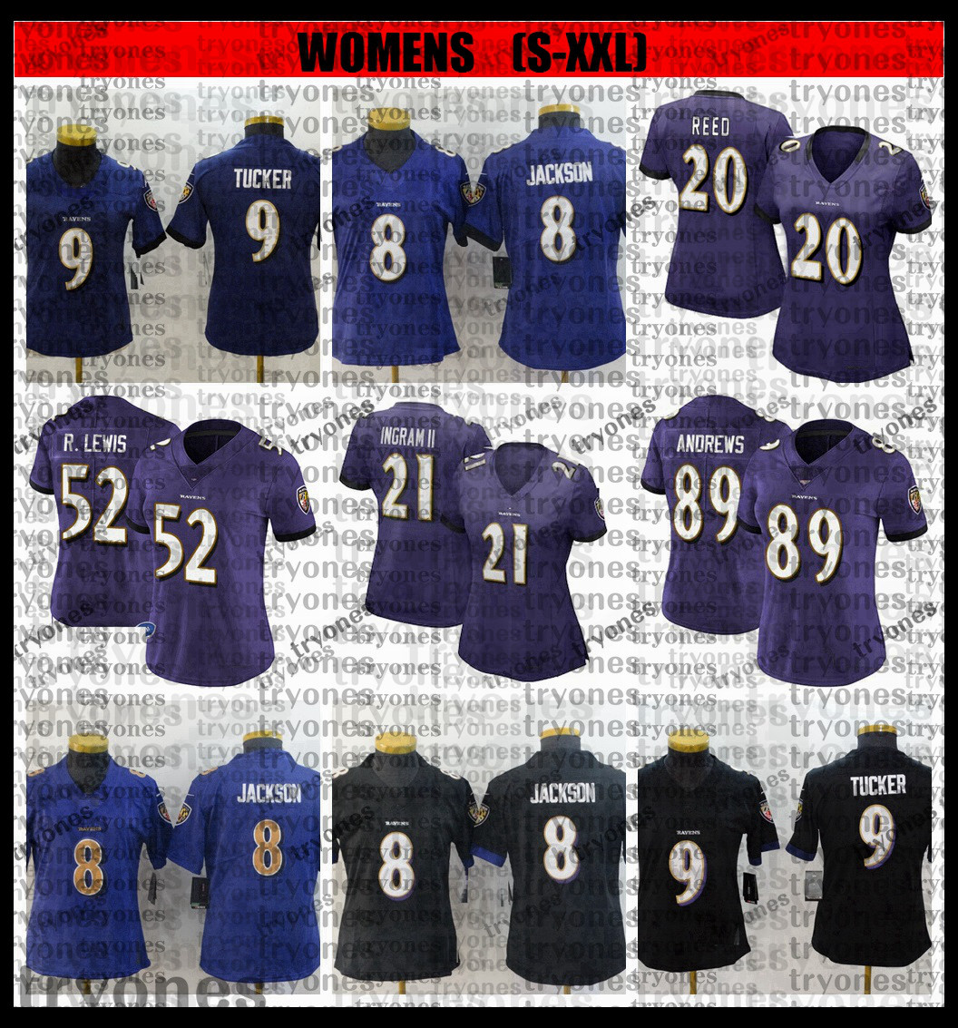 Womens 8 Lamar Jackson 9 Justin Tucker Mark Andrews 21 Mark Ingram II 52 R. Lewis 20 Reed Football Jersey Ladies Embroidery BB6
Womens 8 Lamar Jackson 9 Justin Tucker Mark Andrews 21 Mark Ingram II 52 R. Lewis 20 Reed Football Jersey Ladies Embroidery BB6