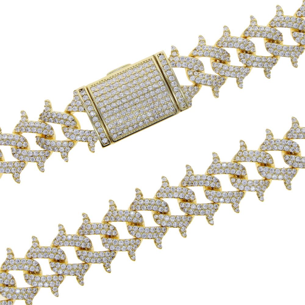 15mm Spikes Rivet Stud Mens Charm Bracelet Bangle Iced Out Gold Silver Color cuban chain Bracelets Hip Hop Punk Gothic Bling Jewelry