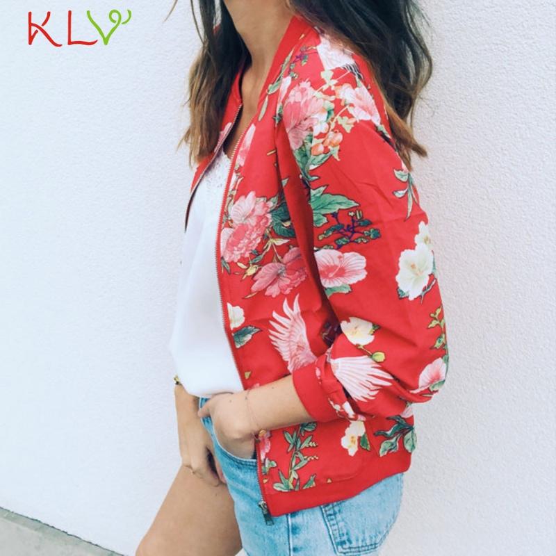Women Jacket Fashion Ladies Retro Floral Zipper Bomber Jacket Casual Coat Winter Autumn Spring Print Outwear Women Clothes 19Sep
