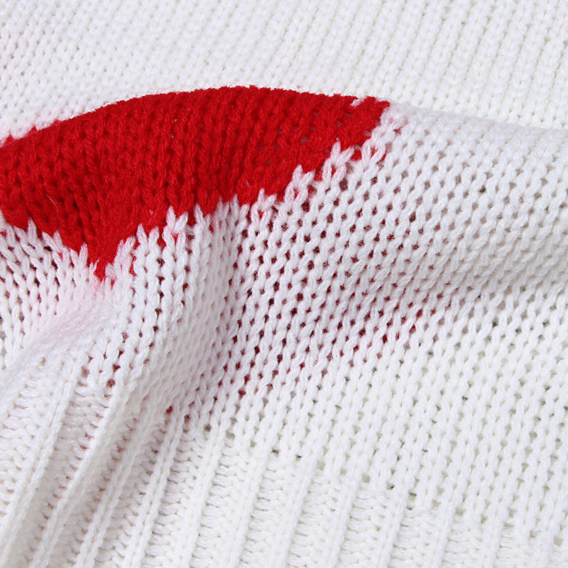 Sweaters women winter jumpers knitted clothes fashion Women white Burr Pullover knit sexy V-neck love print sweater female 201130