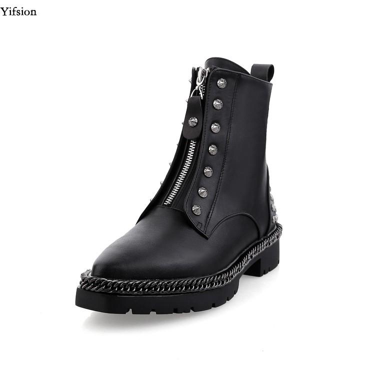 Olomm Women Winter Leather Ankle Boots Super Sexy Rivets Square Med Heels Boots Pointed Toe Black Punk Shoes Women US Size 4-9, D0955 black
Olomm Women Winter Leather Ankle Boots Super Sexy Rivets Square Med Heels Boots Pointed Toe Black Punk Shoes Women US Size 4-9, D0955 black