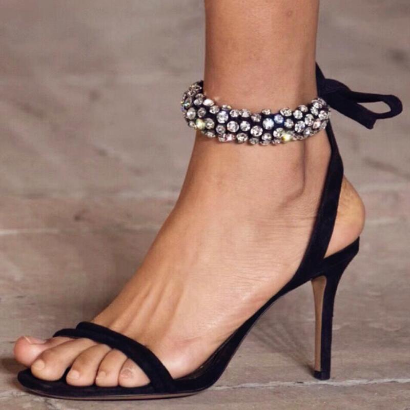 Designer Rhinestones Lace Up Women Sandals High Heels Summer Shoes Ankle Straps Sandalias Mujer 2021 Stiletto Slingback Pumps, Black
Designer Rhinestones Lace Up Women Sandals High Heels Summer Shoes Ankle Straps Sandalias Mujer 2021 Stiletto Slingback Pumps, Black