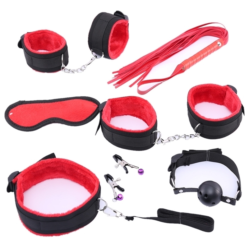 Porn Nipple Clamps Whip gag Bdsm Bondage Set Toys Women Adult Games Sexy Lingerie Handcuffs for Sex Y200616