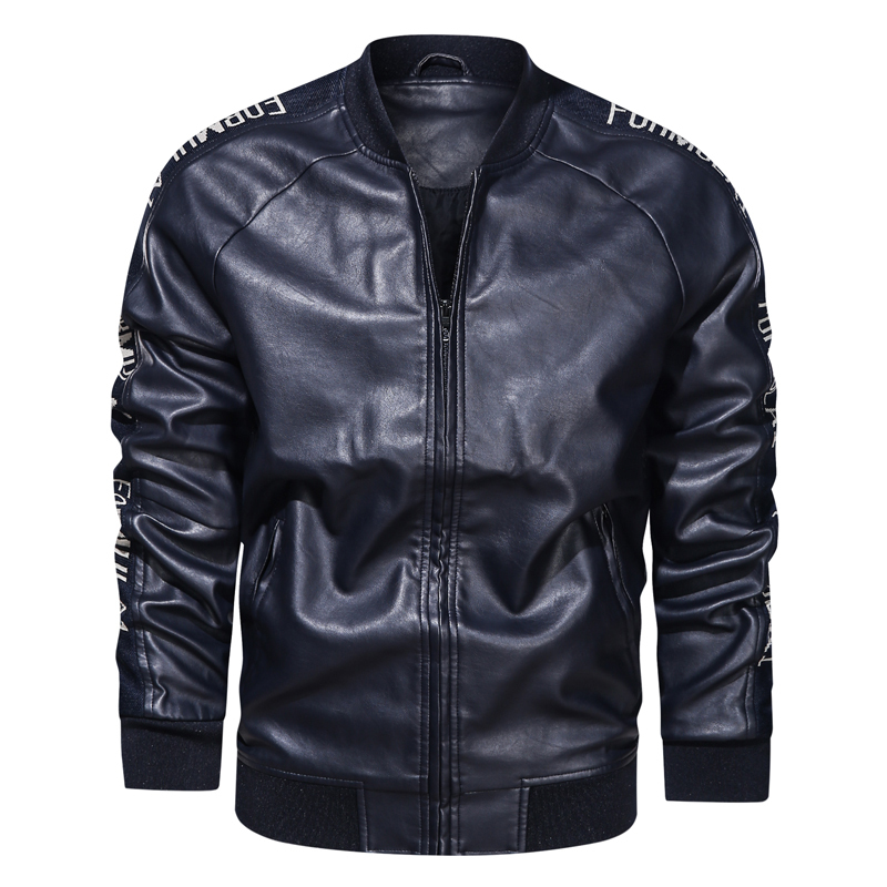 Leather Jacket Men Bomber Baseball Jackets Biker Mens Pu Coat Faux Pilot Varsity Business Top Leather Black Slim Fit Motorcycle 201128
