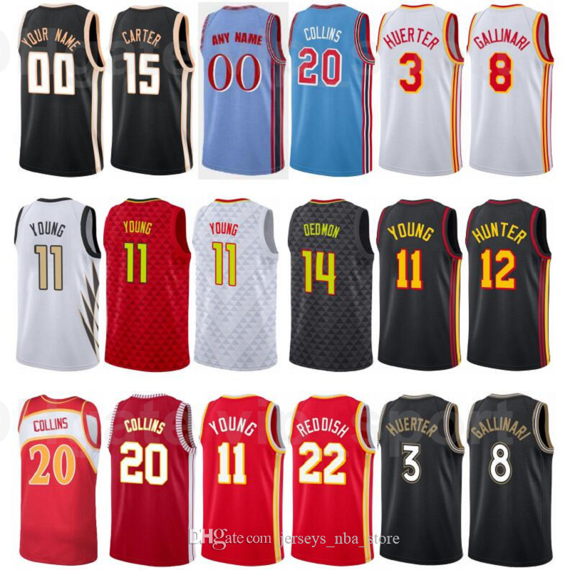 Print Basketball Danilo Gallinari Jersey 8 Kevin Huerter 3 Cam Reddish 22 Trae Young 11 DeAndre Hunter John Collins City Earned Edition