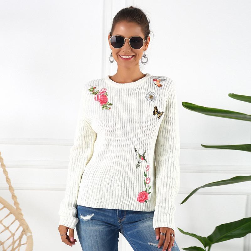 WHZHM White Embroidery Floral Sweater Women Autumn Flower Long Sleeve Black O-Neck Winter Tops Party Casual Feminina Sweater1
WHZHM White Embroidery Floral Sweater Women Autumn Flower Long Sleeve Black O-Neck Winter Tops Party Casual Feminina Sweater1