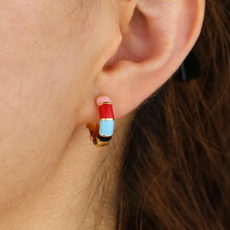 Gold filled candy colorful enamel circle huggie hoop european women trendy fashion hoop earring
Gold filled candy colorful enamel circle huggie hoop european women trendy fashion hoop earring