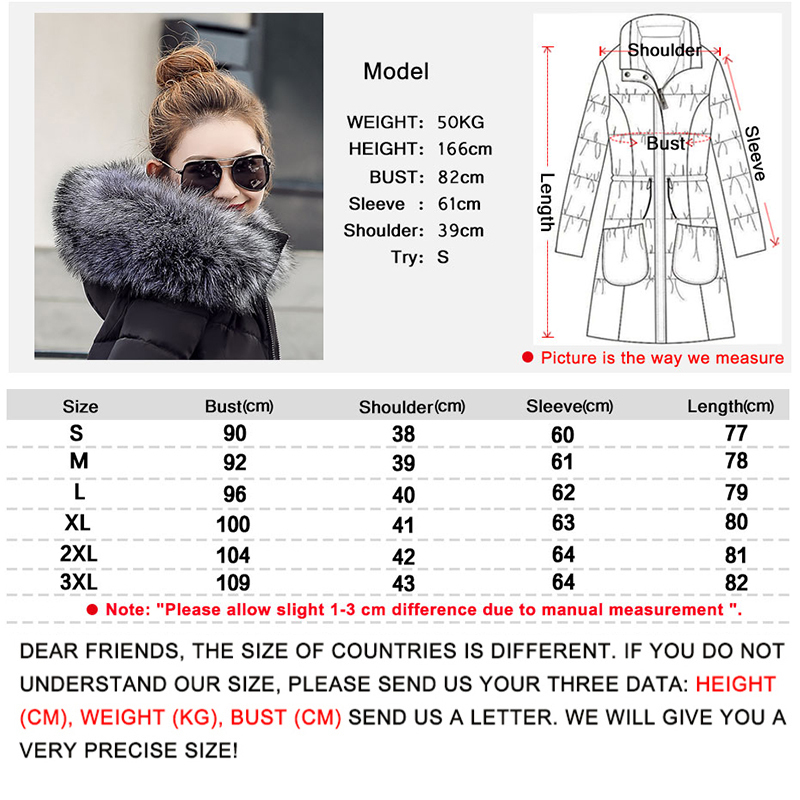 new Fashion Winter Jacket Women Big Fur Cotton Padded Thick Down Parkas XLong Female Jacket Coat Slim Warm Winter Outwear 200928