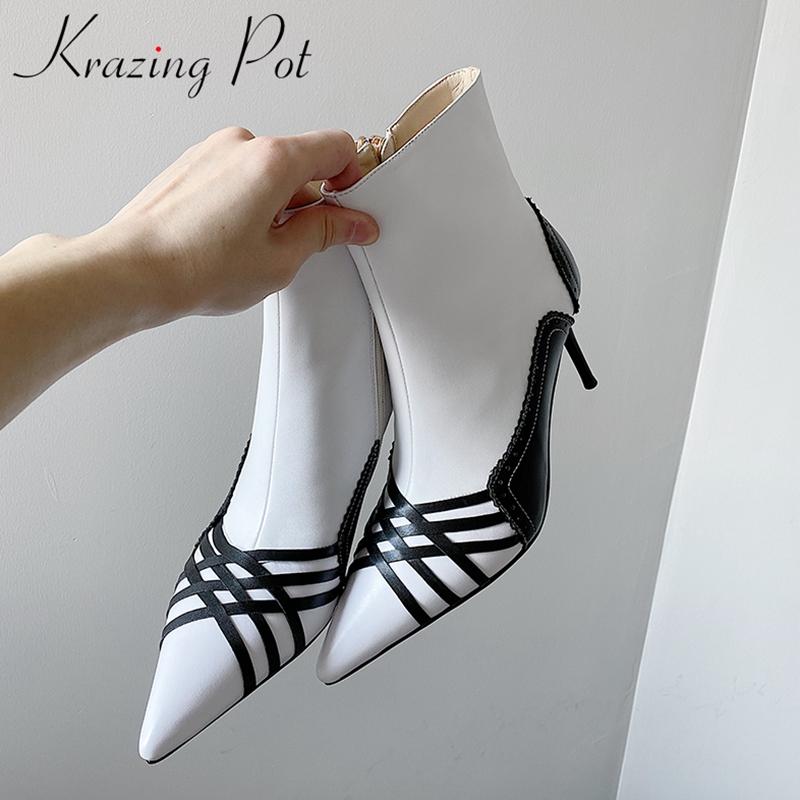 Krazing pot fashion cow leather zipper pointed toe keep warm winter shoes mixed colors runway casual party women ankle boots L20, Black
Krazing pot fashion cow leather zipper pointed toe keep warm winter shoes mixed colors runway casual party women ankle boots L20, Black