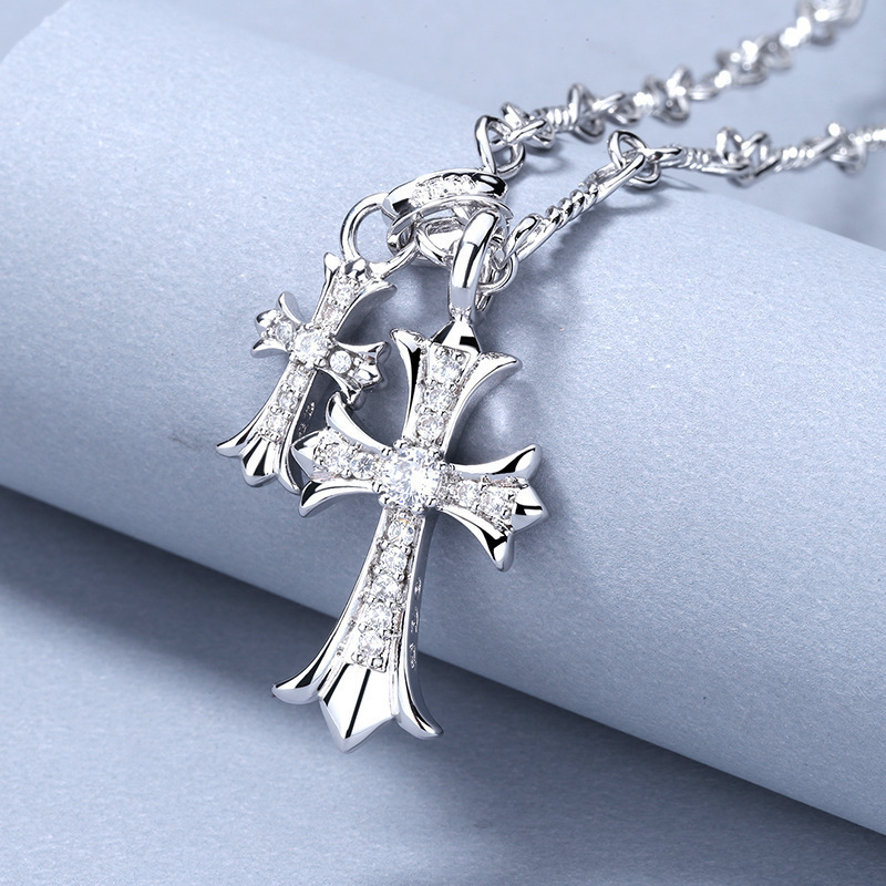 Top Quality High Quality Croix ch hip hop fashion brand double cross necklace diamond inlaid Valentine's Day gift straight
Top Quality High Quality Croix ch hip hop fashion brand double cross necklace diamond inlaid Valentine's Day gift straight
