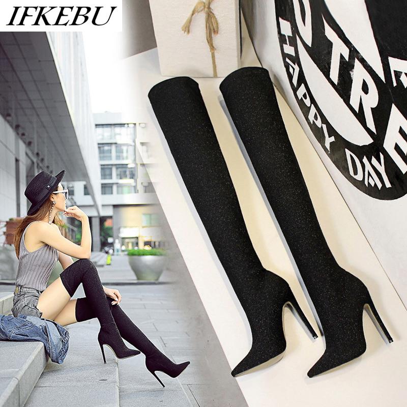 Sexy Glitter Bling Over the Knee Boots Women High Heels Socks Boot Fashion Thigh High Boots Pointed Toe Shoes Zapatos De Mujer, Black
Sexy Glitter Bling Over the Knee Boots Women High Heels Socks Boot Fashion Thigh High Boots Pointed Toe Shoes Zapatos De Mujer, Black