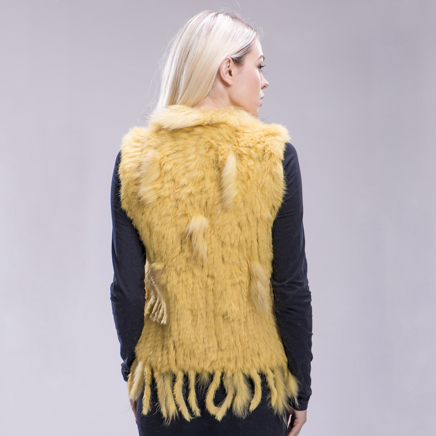 ZDFURS new colors Women Genuine real Rabbit Fur Vest coat tassels Raccoon Fur collar Waistcoat wholesale drop shipping T200319