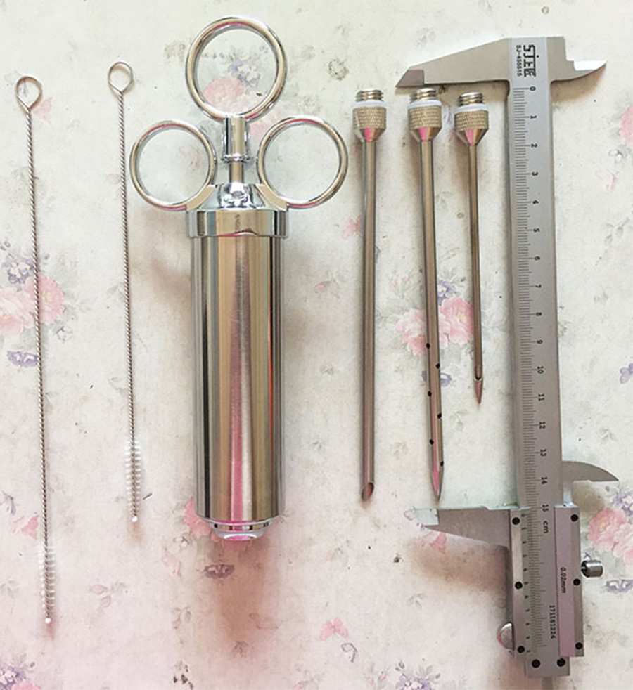 2oz Grill Marinade Seasoning Injector With 3 Needles Stainless Steel Meat Cooking Syringe Injection With Cleaning Brush CFDH01019
2oz Grill Marinade Seasoning Injector With 3 Needles Stainless Steel Meat Cooking Syringe Injection With Cleaning Brush CFDH01019