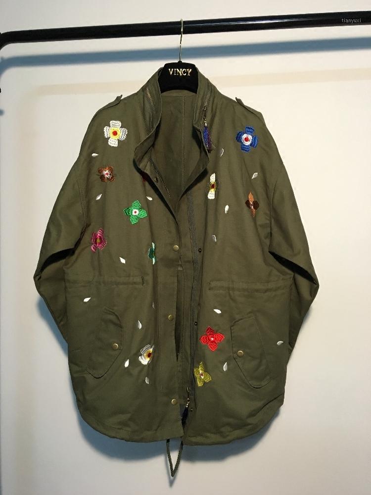 Women's Jackets Wholesale- Floral Embroidery Jacket Coat 2021 Spring Green Black Belt Slim Women Loose Outwear Over Size1
Women's Jackets Wholesale- Floral Embroidery Jacket Coat 2021 Spring Green Black Belt Slim Women Loose Outwear Over Size1