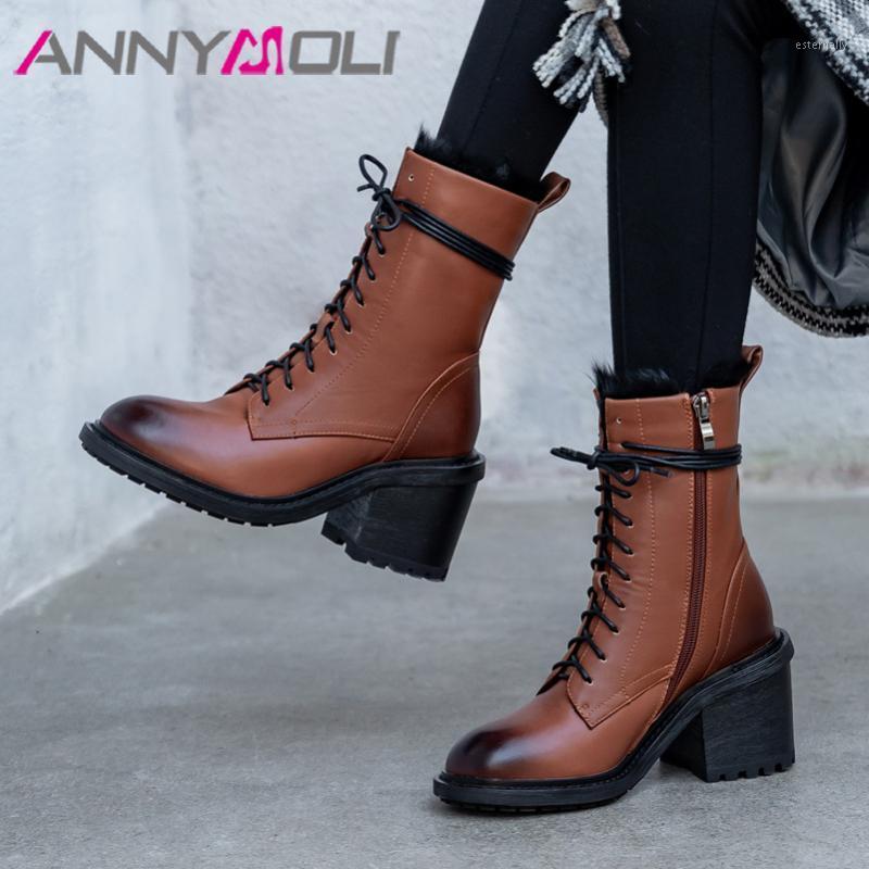 ANNYMOLI Winter Real Fur Snow Boots Women Natural Genuine Leather Chunky High Heel Ankle Boots Warm Plush Zipper Shoes Female 391, Black 2.5cm
ANNYMOLI Winter Real Fur Snow Boots Women Natural Genuine Leather Chunky High Heel Ankle Boots Warm Plush Zipper Shoes Female 391, Black 2.5cm