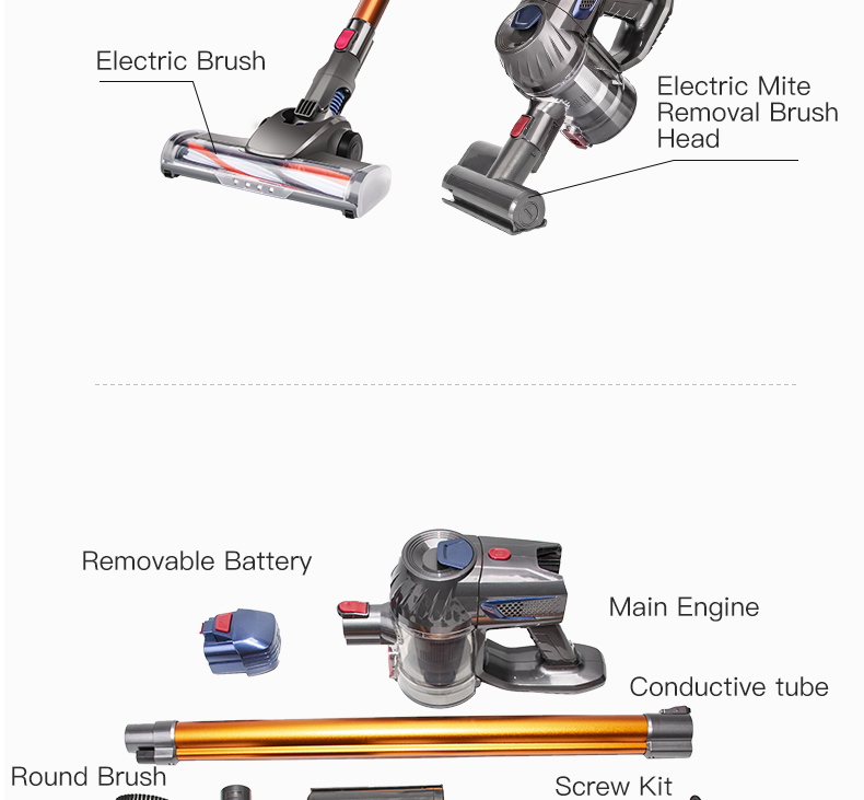 ZEKK7 Removable Household Stick Multifunction Dry Handheld Vacuum Cleaner