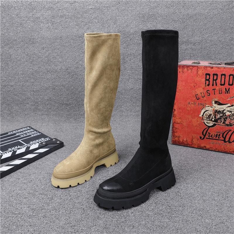 women's boots 2020 Autumn and Winter new boots platform thin sleeve stretch women's round toe vintage high, Black
women's boots 2020 Autumn and Winter new boots platform thin sleeve stretch women's round toe vintage high, Black