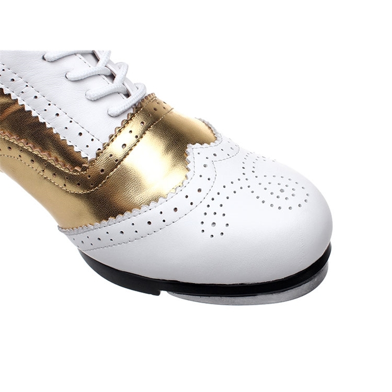 New Arrival Women Men Genuine Leather Lace-Up Tap Dance Shoes Vintage Style Quality Split Soles Tap Dancing Shoes 201017