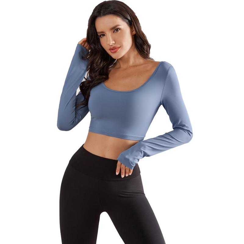 Sexy Backless Yoga Top Long Sleeve Workout Top for Women Fitness Gym Crop Athletic Running Shirt Female Quick-Dry Sportswear, Blue
Sexy Backless Yoga Top Long Sleeve Workout Top for Women Fitness Gym Crop Athletic Running Shirt Female Quick-Dry Sportswear, Blue