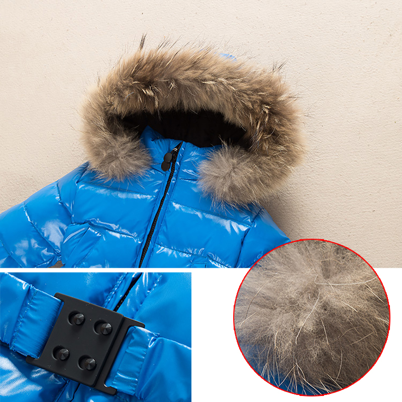 Winter warm baby rompers Jumpsuit Children duck down overalls Snowsuit toddler kids boys girls fur hooded romper costume clothes 201030