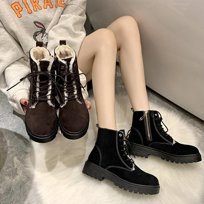 Women Short Plush Zipper Ankle Boots Ladies Lace Up Sewing Mid Heels Ladies Soft Warm Round Toe Fashion Style Female Footwear, Black
Women Short Plush Zipper Ankle Boots Ladies Lace Up Sewing Mid Heels Ladies Soft Warm Round Toe Fashion Style Female Footwear, Black