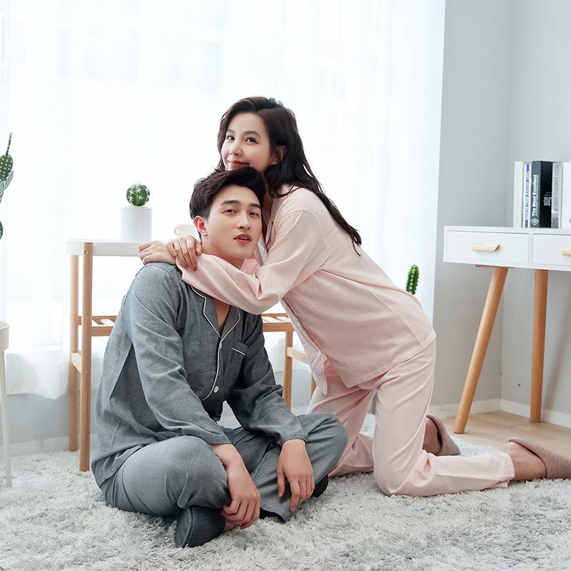 Long Sleeve Leisurewear Double Yarn Cotton Pure Color Suits Lovers Pajamas Robe De Nuit Nuisette Femme Camisones Para Dormir
Long Sleeve Leisurewear Double Yarn Cotton Pure Color Suits Lovers Pajamas Robe De Nuit Nuisette Femme Camisones Para Dormir