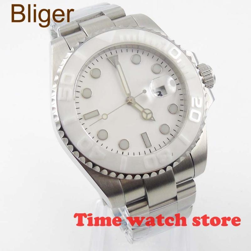 Wristwatches Bliger 40mm Luxury No Lg Miyota Mechanical Automatic Wrist Watch Men Waterproof White Dial Luminous Sapphire Ceramic Bezel 9531, Normal mechanism
Wristwatches Bliger 40mm Luxury No Lg Miyota Mechanical Automatic Wrist Watch Men Waterproof White Dial Luminous Sapphire Ceramic Bezel 9531, Normal mechanism